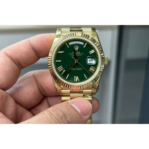 Rolex Day Date 40mm 228238 Gain Weight YG/tungsten GMF 1:1 Best Edition Green Dial Roman Markers on YG President Bracelet A2836