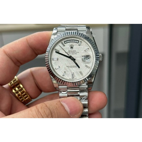 Rolex DayDate 40 SS GMF Gain Weight Meteorite Crystal Dial on President Bracelet A2836