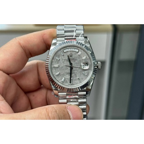 Rolex DayDate 40 SS GMF Gain Weight Meteorite Crystal Dial on President Bracelet A2836