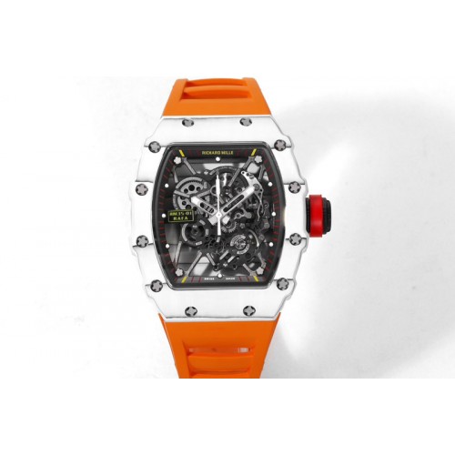 Richard Mille RM035-01 White Carbon RMX Best Edition Skeleton Dial on Orange Rubber Band Clone RMUL2 Richard Mille RM035-01 White Carbon RMX Best Edition Skeleton Dial on Orange Rubber Band Clone RMUL2