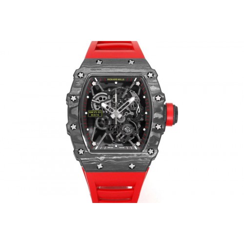 Richard Mille RM035-01 Black Carbon RMX Best Edition Skeleton Dial on Red Rubber Strap Clone RMUL2 Richard Mille RM035-01 Black Carbon RMX Best Edition Skeleton Dial on Red Rubber Strap Clone RMUL2