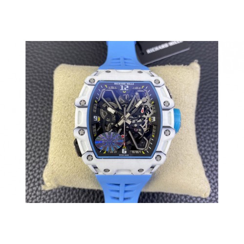 Richard Mille RM035-03 White Carbon/Blue Crown Z Factory Skeleton Dial on Blue Rubber Strap Asian Skeleton movement Richard Mille RM035-03 White Carbon/Blue Crown Z Factory Skeleton Dial on Blue Rubber Strap Asian Skeleton movement
