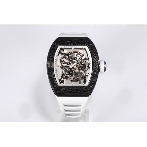 Richard Mille RM055 NTPT BBR Best Edition Skeleton White Dial on White Rubber Strap Clone RMUL2