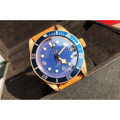 Tudor Heritage Black Bay Bronze 1:1 Best Edition Blue Dail on Brown Leather Strap SW200
