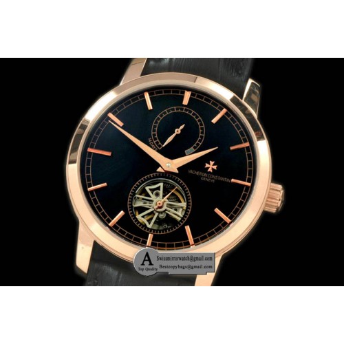 Vacheron Constantin Malte Tourbillon Rose Gold/Leather Black Asian Auto 2813 Replica Watches