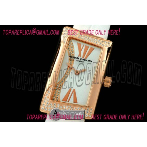 Vacheron Constantin 1972 Ladies RG/Diam/LE White Swiss Qtz