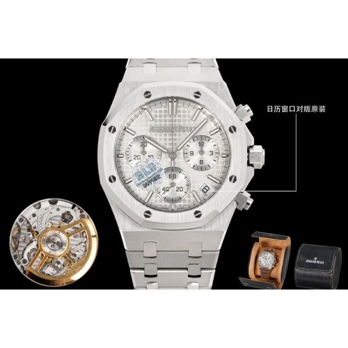 Audemars Piguet Royal Oak Chrono 26240 SS BLS 1:1 Best Edition White Dial SS Bracelet Super Clone DD4401