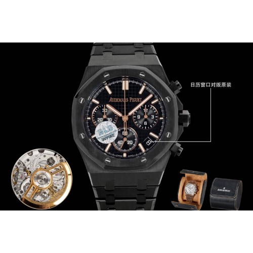 Audemars Piguet Royal Oak Chrono 26240 Black Ceramic BLS 1:1 Best Edition Black Dial RG Bracelet Super Clone DD4401