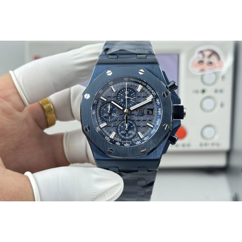 Audemars Piguet Royal Oak Offshore 42mm 26238 Blue Ceramic APK 1:1 Best Edition Blue Textured Dial on Bracelet A4404