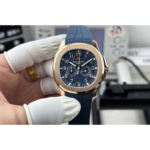 Patek Philippe Aquanaut 5261R-001 RG 3KF Best Edition Blue Dial on Blue Rubber Band M9015