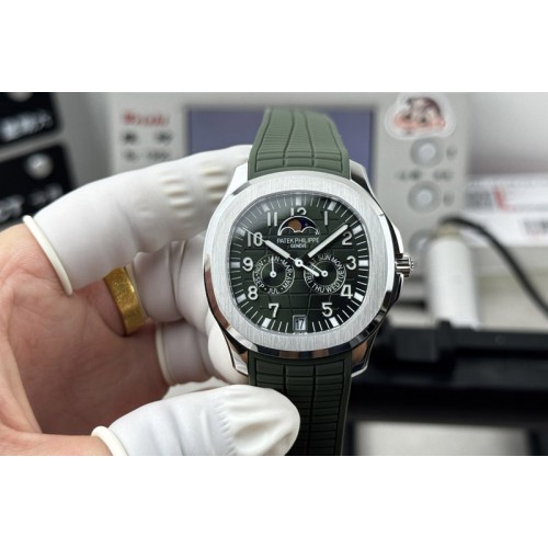 Patek Philippe Aquanaut 5261R-001 SS 3KF Best Edition Green Dial on Green Rubber Band M9015