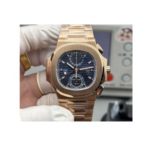 Patek Philippe Nautilus 5990 RG 3KF Best Edition Blue Dial on RG Bracelet CH28-520 C Fus
