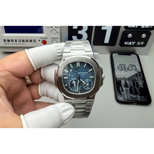 Patek Philippe Nautilus 5712-1A 001 SS PPF 1:1 V4+ Best Edition Blue Dial on SS Bracelet PPF240 (Free tool)