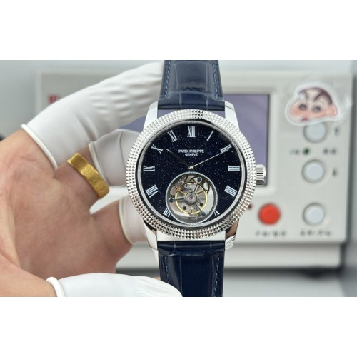Patek Philippe Calatrava 42mm Tourbillion SS Blue Dial on Leather Strap Patek Philippe Calatrava 42mm Tourbillion SS Blue Dial on Leather Strap