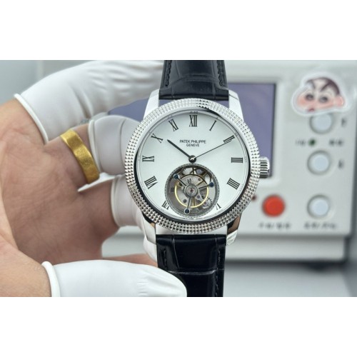 Patek Philippe Calatrava 42mm Tourbillion SS White Dial on Leather Strap Patek Philippe Calatrava 42mm Tourbillion SS White Dial on Leather Strap