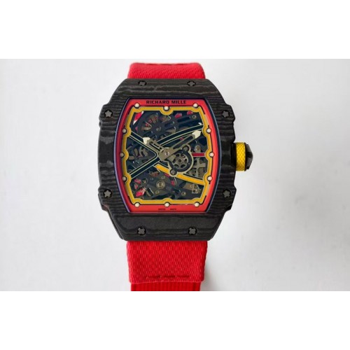 Richard Mille AVF RM67-02 Germany Black NTPT Spain Skeleton Dial on Red Elastic strap CRMA7 Clone Richard Mille AVF RM67-02 Germany Black NTPT Spain Skeleton Dial on Red Elastic strap CRMA7 Clone