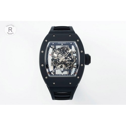 Richard Mille RM055 Black Case White Inner Bezel RF 1:1 Best Edition Skeleton Dial Black Rubber Strap RMUL2 Super Clone (Free Sp Richard Mille RM055 Black Case White Inner Bezel RF 1:1 Best Edition Skeleton Dial Black Rubber Strap RMUL2 Super Clone (Free Sp