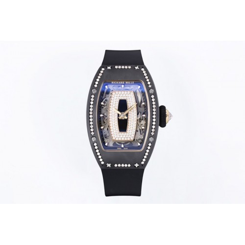 Richard Mille RM07 Ladies Black Ceramic Diamonds Bezel ZF 1:1 Best Edition Black Dial on Black Rubber Strap CRMA2 Clone Richard Mille RM07 Ladies Black Ceramic Diamonds Bezel ZF 1:1 Best Edition Black Dial on Black Rubber Strap CRMA2 Clone