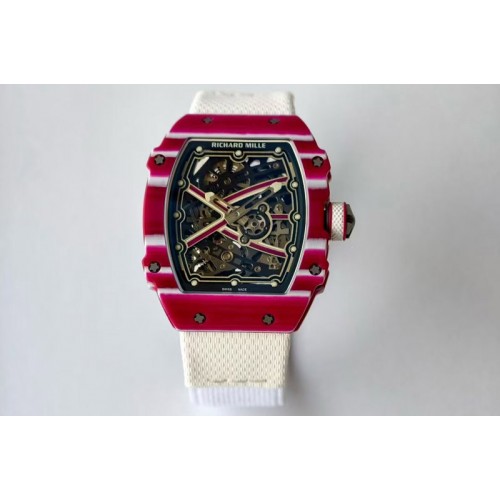 Richard Mille AVF RM67-02 Qatar Red NTPT Spain Skeleton Dial on White Elastic strap CRMA7 Clone Richard Mille AVF RM67-02 Qatar Red NTPT Spain Skeleton Dial on White Elastic strap CRMA7 Clone