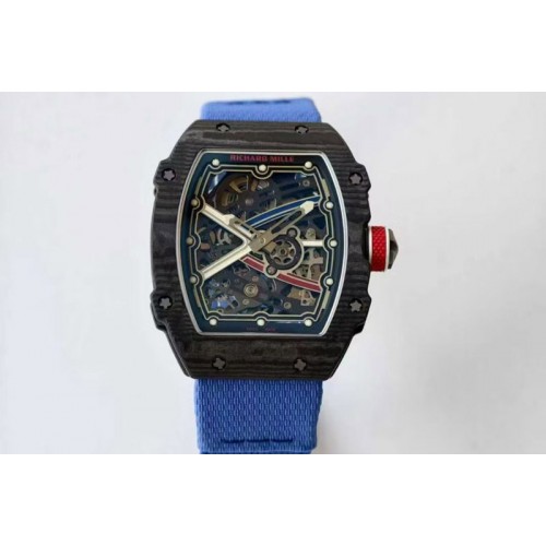 Richard Mille AVF RM67-02 France Black NTPT Spain Skeleton Dial on Blue Elastic strap CRMA7 Clone Richard Mille AVF RM67-02 France Black NTPT Spain Skeleton Dial on Blue Elastic strap CRMA7 Clone