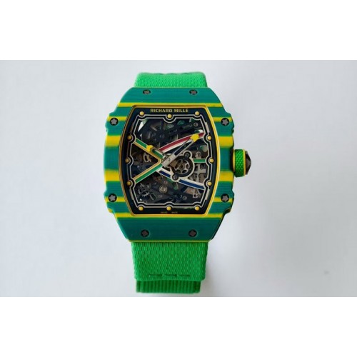Richard Mille AVF RM67-02 Brazil Green NTPT Spain Skeleton Dial on Green Elastic strap CRMA7 Clone Richard Mille AVF RM67-02 Brazil Green NTPT Spain Skeleton Dial on Green Elastic strap CRMA7 Clone