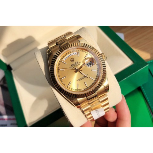 Rolex Day Date 18K Yellow Gold Wrapped(5um) 1:1 Best Edition White Dial on Swiss ETA-2836