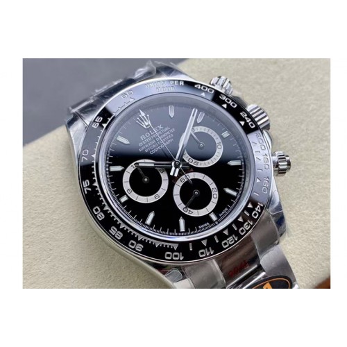 Rolex Daytona 126500 QF 1:1 Best Edition 904L Steel Black Dial on SS Braclet SH4131(Gain weight)