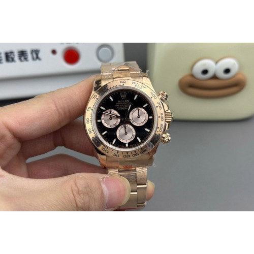 Rolex Daytona 126505 QF 1:1 Best Edition Black/RG Dial on RG Braclet SH4131(Gain Weight)