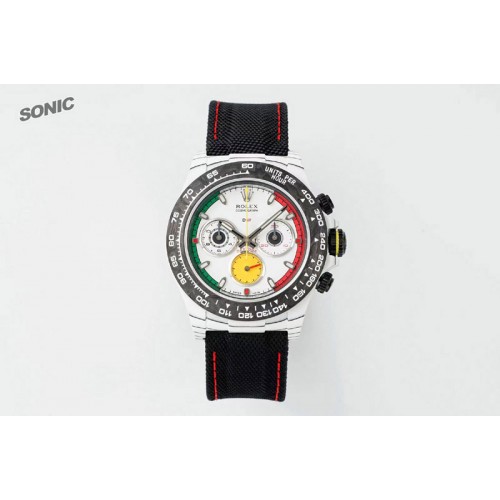 Rolex Daytona DIW Ferrari White Carbon SONIC 1:1 Best Edition White Dial on Black Nylon Strap SA4130 Rolex Daytona DIW Ferrari White Carbon SONIC 1:1 Best Edition White Dial on Black Nylon Strap SA4130