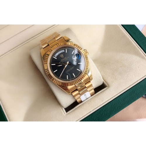 Rolex Day Date 18K Yellow Gold Wrapped(5um) 1:1 Best Edition Black Dial on Swiss ETA-2836
