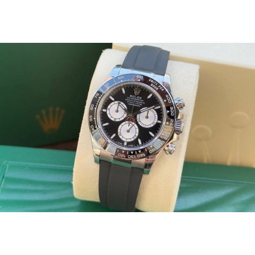 Rolex Daytona 126519 C1 1:1 Best Edition SS Black Dial White Subdial Sticks Markers On Oysterflex Strap DD4131