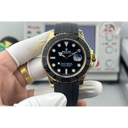 Rolex Yacht-Master 226658  Gain Weight FH 1:1 Best Edition YG Black Dial Diamond Bezel On Oysterflex Strap Cal.3235(158g)