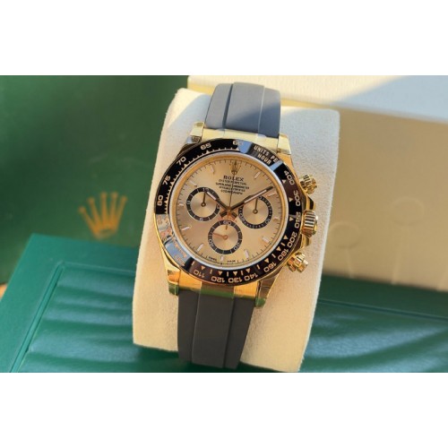 Rolex Daytona 126518 C1 1:1 Best Edition Gold Dial Gold Subdial Stick Marker On Oysterflex Strap DD4131