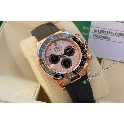 Rolex Daytona 126515 C1 1:1 Best Edition RG Dial Black Subdial Stick Marker On Oysterflex Strap DD4131