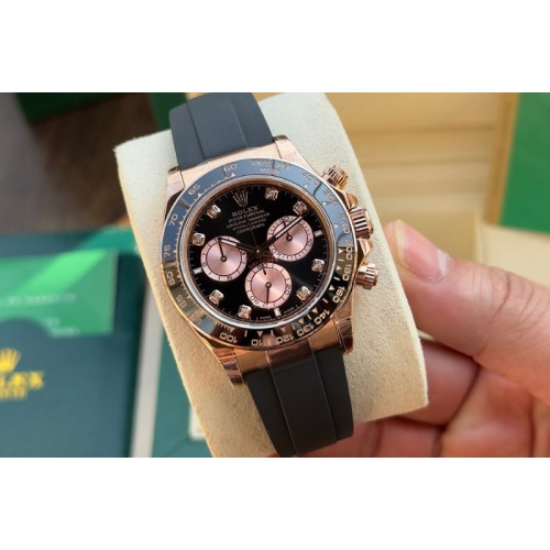 Rolex Daytona 126515 C1 1:1 Best Edition Black Dial RG Subdial Diamond Marker On Oysterflex Strap DD4131