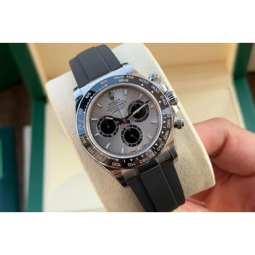 Rolex Daytona 126519 C1 1:1 Best Edition SS Silver Dial Black Subdial Sticks Markers On Oysterflex Strap DD4131