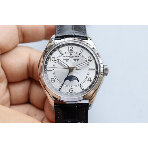 Vacheron Constantin  Fiftysix 4000E SS 40mm MX 1:1 Best Edition White Dial on Brown Leather Strap A2460