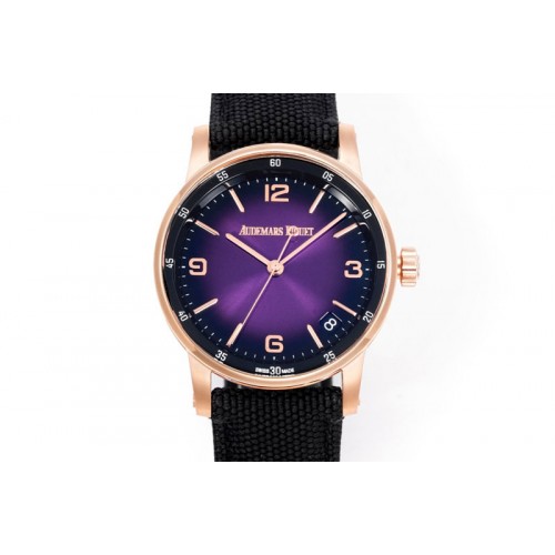 Audemars Piguet Code 11.59 RG 15210 APK 1:1 Best Edition Purple Dial on Black Nylon Strap SA4302 Super Clone