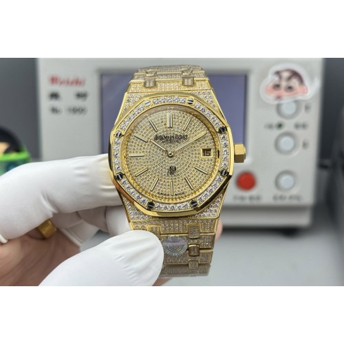Audemars Piguet Royal Oak 39mm 16202 "50th Anniversary" YG Full Diamond Dial on Full Diamond A7121