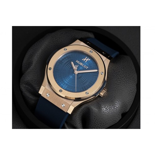 Hublot Classic Fusion 42mm RG JJZF 1:1 Best Edition Blue Textured Dial On Blue Rubber Strap Asian SW300 Hublot Classic Fusion 42mm RG JJZF 1:1 Best Edition Blue Textured Dial On Blue Rubber Strap Asian SW300