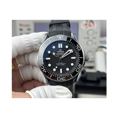 Omega Seamaster 300m 43.5mm Black Ceramic ORF 1:1 Best Edition Titanium Bezel on Black Rubber Strap OR8806 Super Clone