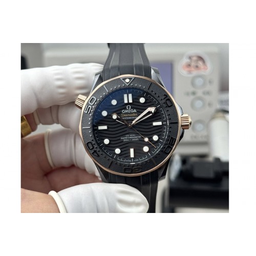 Omega Seamaster 300m 43.5mm Black Ceramic ORF 1:1 Best Edition RG Bezel on Black Rubber Strap OR8806 Super Clone Omega Seamaster 300m 43.5mm Black Ceramic ORF 1:1 Best Edition RG Bezel on Black Rubber Strap OR8806 Super Clone
