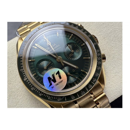 Omega Speedmaster Professional YG N1F Best Edition Green Dial On YG Bracelet Asian 3861