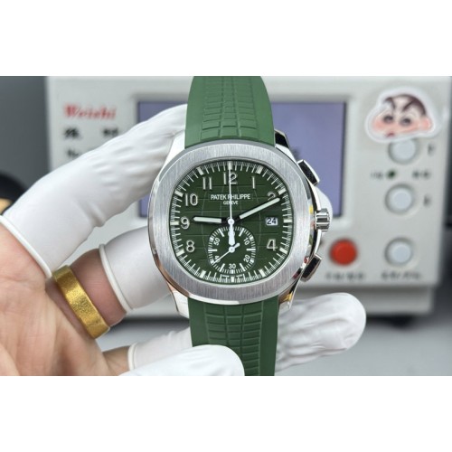 Patek Philippe Aquanaut 5968 SS P1 Best Edition Green Dial on Green Rubber Strap PP CH 28-520