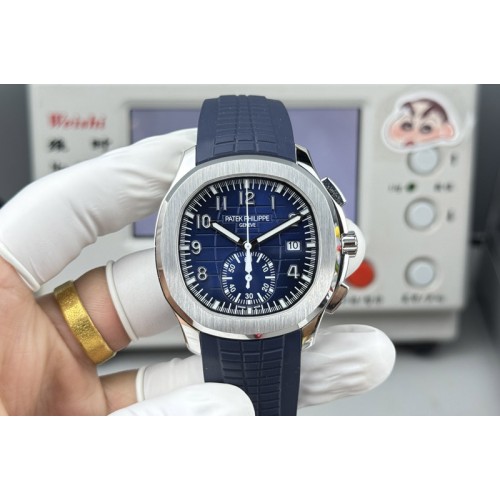 Patek Philippe Aquanaut 5968 SS P1 Best Edition Blue Dial on Blue Rubber Strap PP CH 28-520