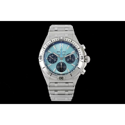 Breitling Chronomat B01 42mm SS TF 1:1 Best Edition Tiffany Blue Dial on SS Bracelet A7750