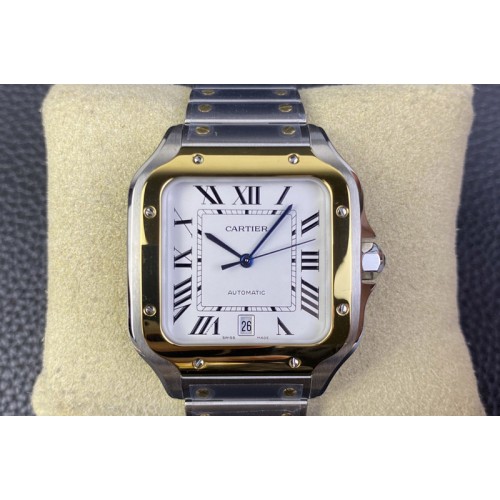 Cartier Santos de Cartier 40mm 2018 BVF 1:1 Best Edition RG Bezel White Dial on SS SmartLinks Bracelet MIYOTA 9015