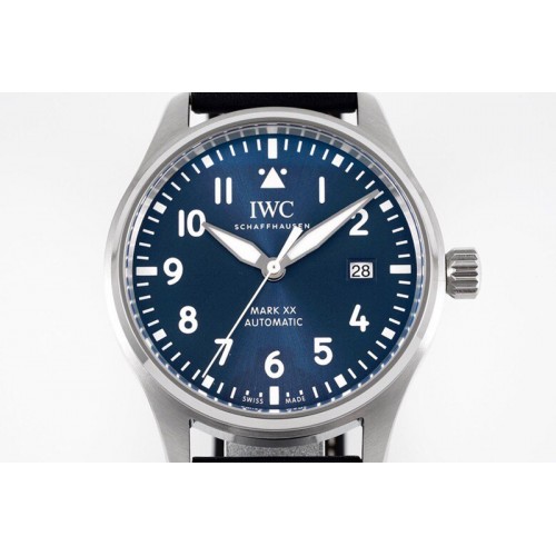 IWC Pilot Mark XX IW328201 ZF 1:1 Best Edition Blue Dial on Dark Blue Leather Strap A32111