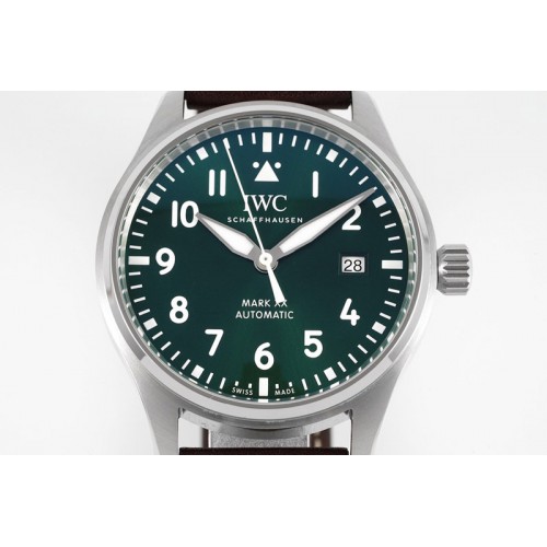IWC Pilot Mark XX IW328201 ZF 1:1 Best Edition Green Dial on Brown Leather Strap A32111