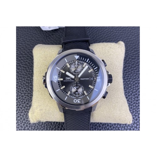 IWC Aquatimer Chrono SS V6SF 1:1 Best Edition Black Dial on Black Rubber Strap A7750